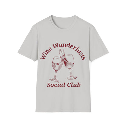 Wine Wanderlusts Social Club: Vintage Etching Logo Design, Wine Glass Emblem - Unisex Graphic Tee