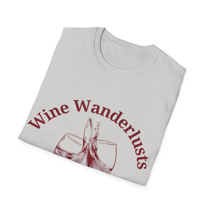 Wine Wanderlusts Social Club: Vintage Etching Logo Design, Wine Glass Emblem - Unisex Graphic Tee