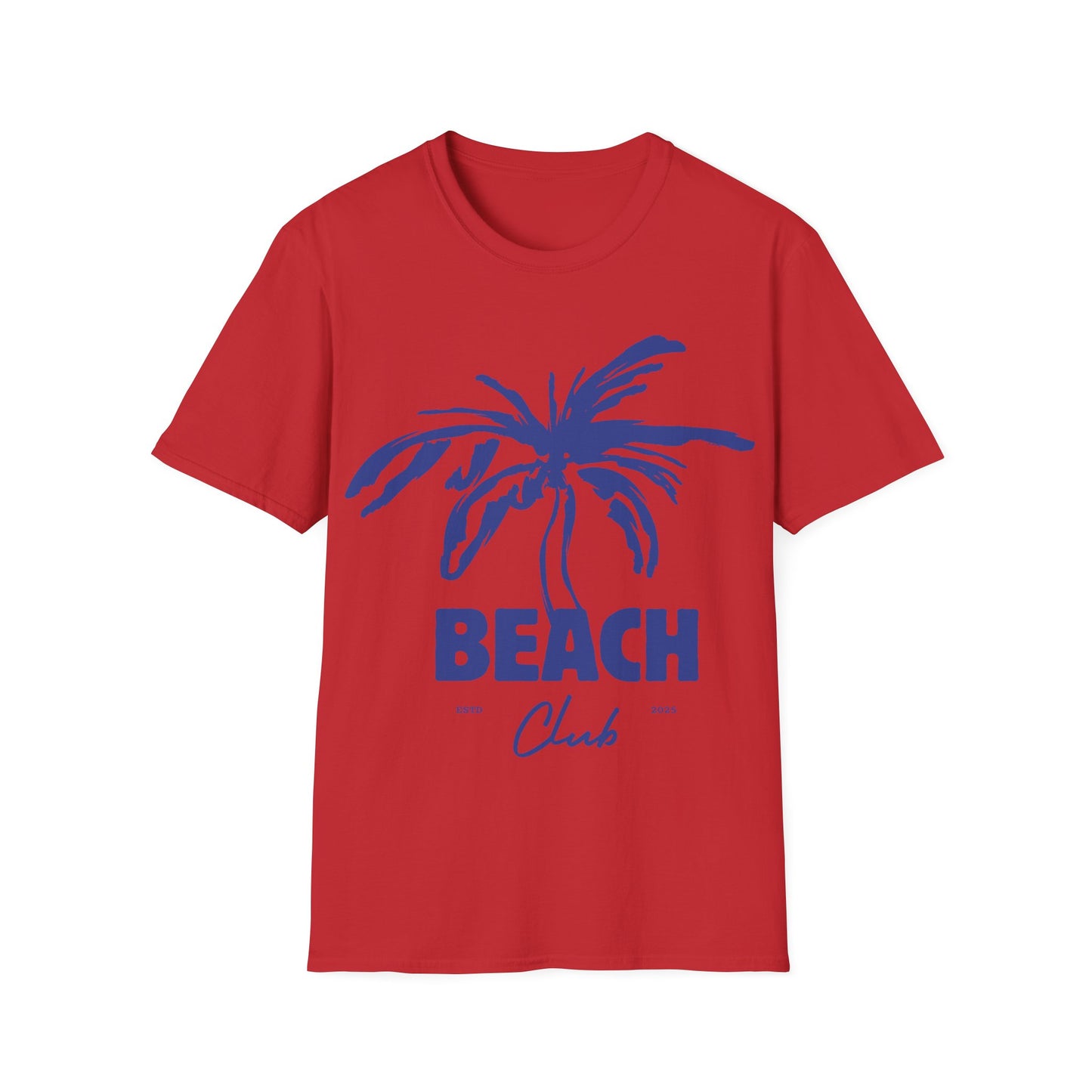 Beach Club Emblem: Coastal Minimalist Design, Dynamic Palm Tree Logo - Unisex Graphic Tee