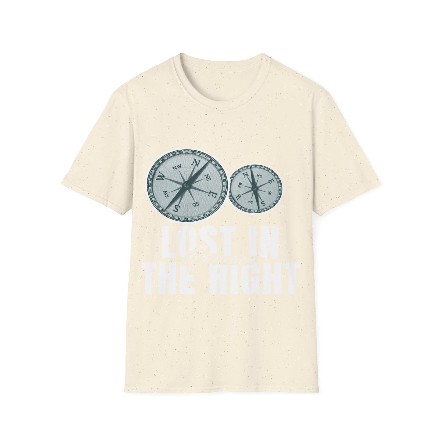 Lost in Direction: Vintage Compass Design, Navigational Typography Art - Unisex Graphic Tee