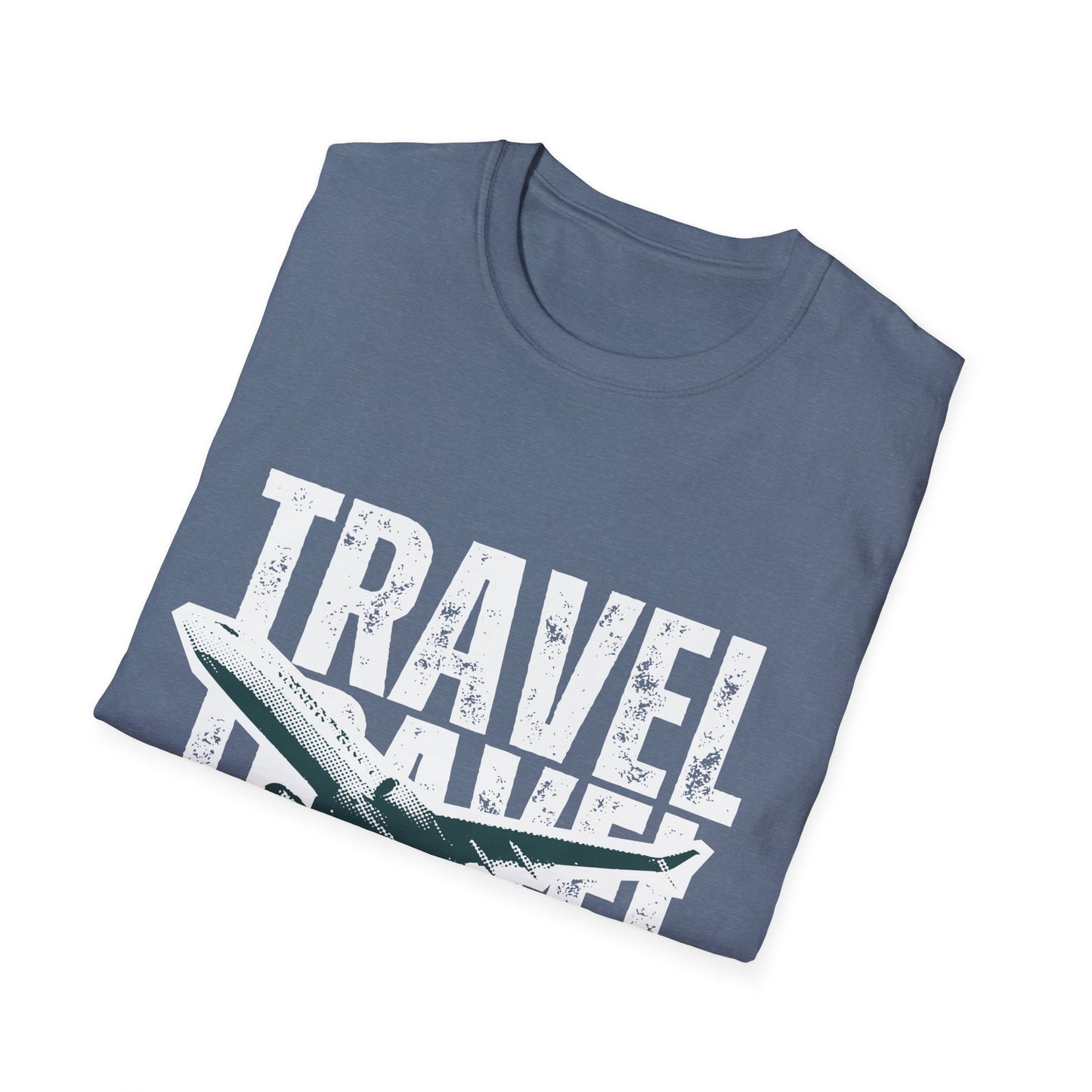 TRAVEL TRAVEL: Streetwear Graphic Design Poster, Distressed Typography Halftone Print - Unisex Graphic Tee