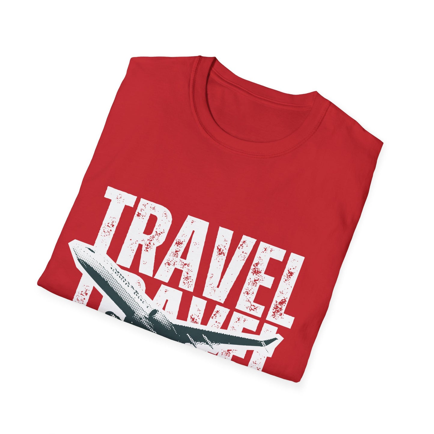 TRAVEL TRAVEL: Streetwear Graphic Design Poster, Distressed Typography Halftone Print - Unisex Graphic Tee