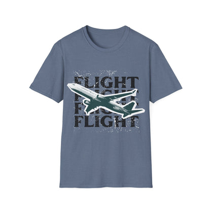 Urban Flight: Graphic Design Typography, Grungy Aviation Illustration - Unisex Graphic Tee