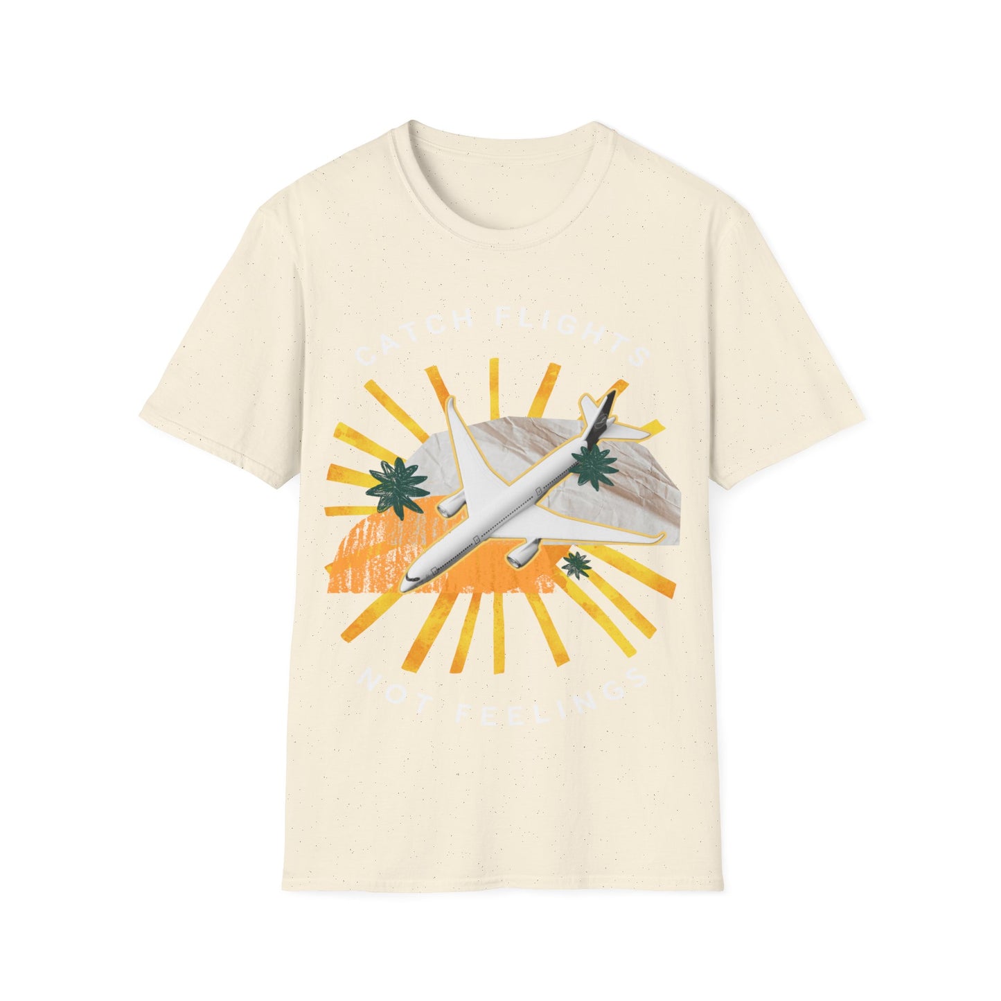 Catch Flights, Not Feelings: Cannabis Travel Art, Pop Culture Aviation Design - Unisex Graphic Tee