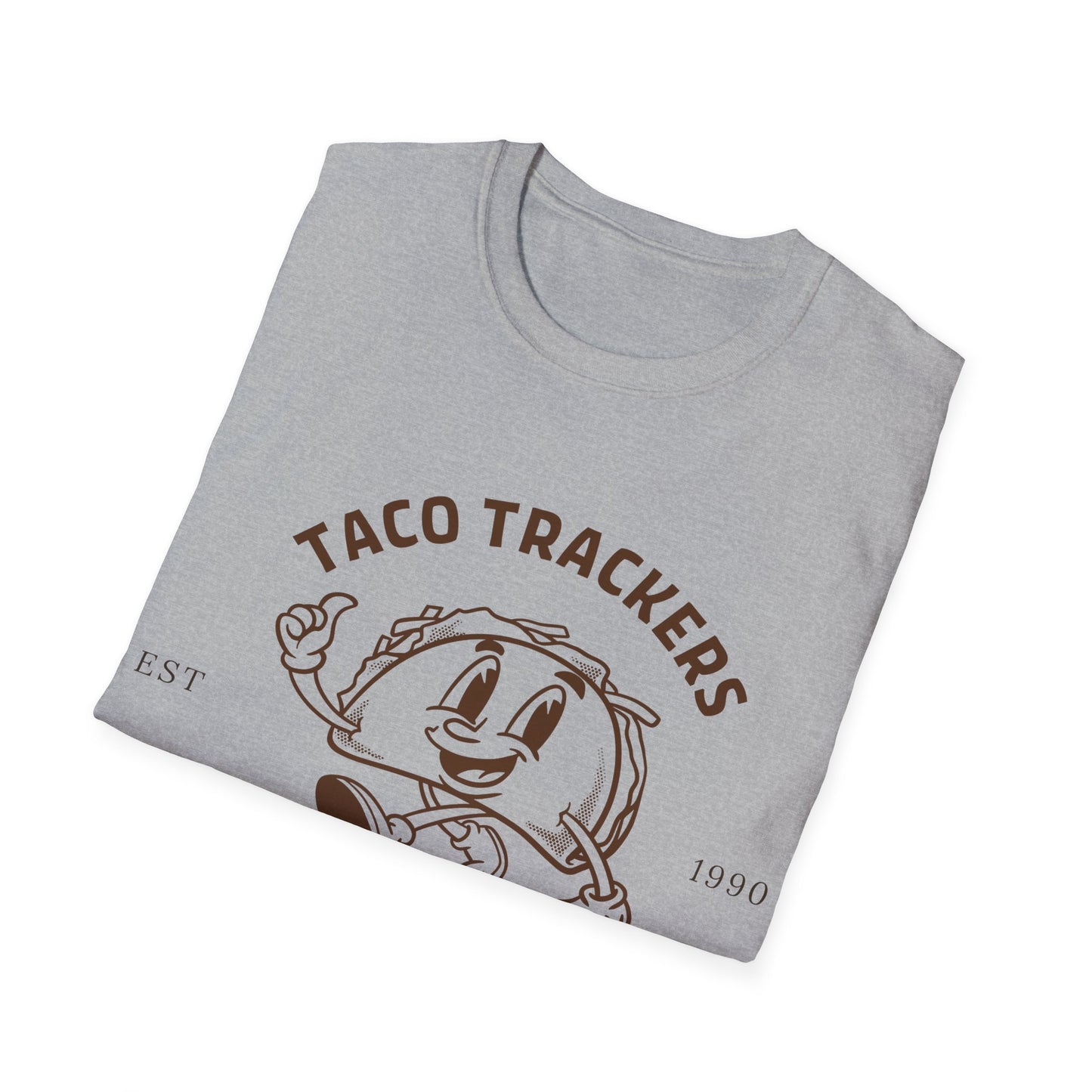 Taco Trackers Club: Vintage Mascot Logo, Retro Halftone Graphic Design - Unisex Graphic Tee