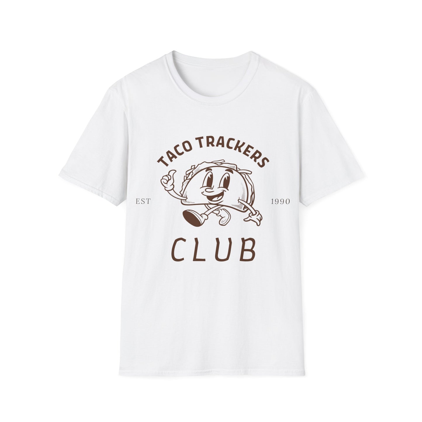Taco Trackers Club: Vintage Mascot Logo, Retro Halftone Graphic Design - Unisex Graphic Tee