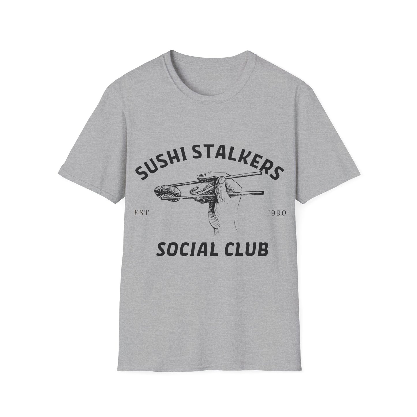 Sushi Stalkers Social Club: Vintage Chopsticks Graphic, Retro Culinary Design - Unisex Graphic Tee
